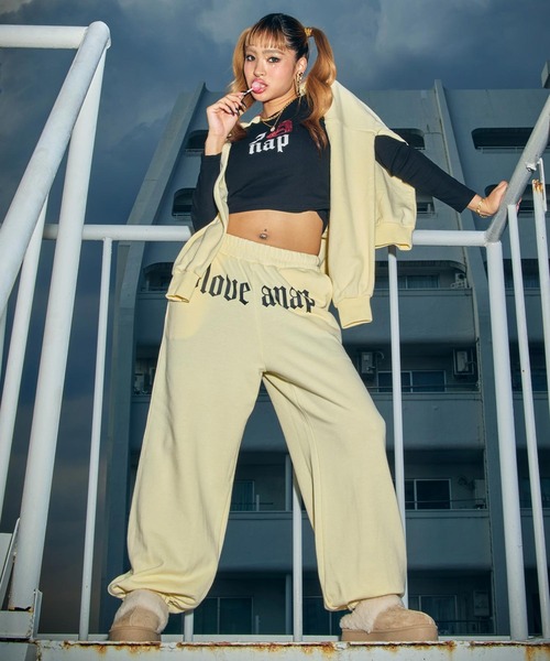 ANAP（アナップ）の「I LOVE anap プリント スウェット パンツ（スウェットパンツ・レディース・ブラック/グレー/ライトイエロー・F）」の6枚目の写真
