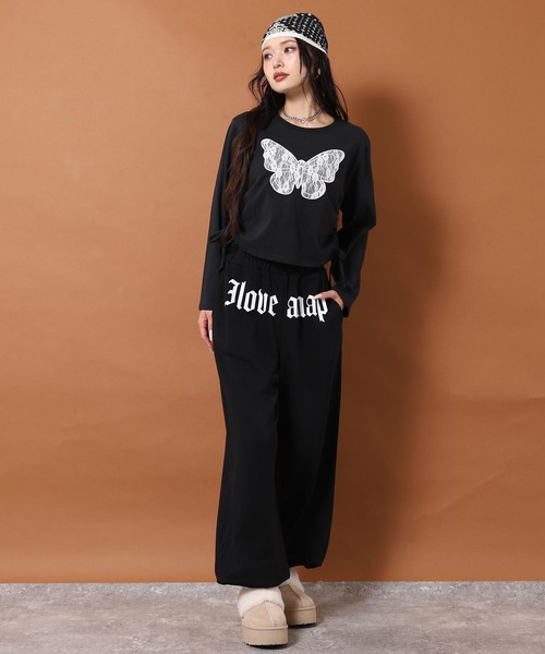 ANAP（アナップ）の「I LOVE anap プリント スウェット パンツ（スウェットパンツ・レディース・ブラック/グレー/ライトイエロー・F）」の8枚目の写真