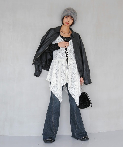 PAGEBOY（ページボーイ）の「イレヘムレースキャミワンピース（チュニック・レディース・オフホワイト/ブラック・FREE）」の21枚目の写真