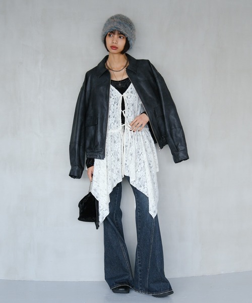 PAGEBOY（ページボーイ）の「イレヘムレースキャミワンピース（チュニック・レディース・オフホワイト/ブラック・FREE）」の19枚目の写真