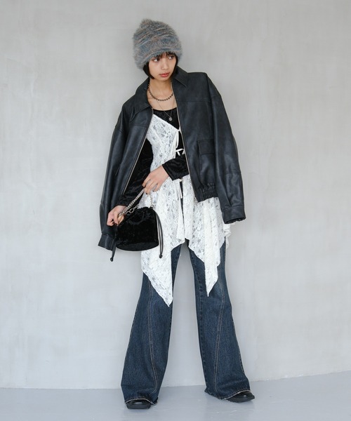 PAGEBOY（ページボーイ）の「イレヘムレースキャミワンピース（チュニック・レディース・オフホワイト/ブラック・FREE）」の22枚目の写真