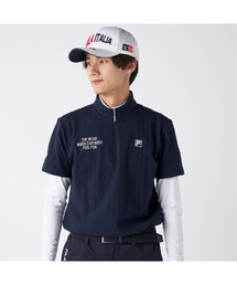 FILA GOLF フィラゴルフ ゴルフウェア ワンポイント ロゴ 吸汗速乾 UVカット ハーフジップ ハイネック 半袖シャツ インナー セットアイテム