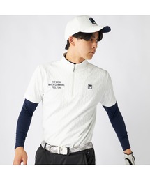 FILA GOLF フィラゴルフ ゴルフウェア ワンポイント ロゴ 吸汗速乾 UVカット ハーフジップ ハイネック 半袖シャツ インナー セットアイテム