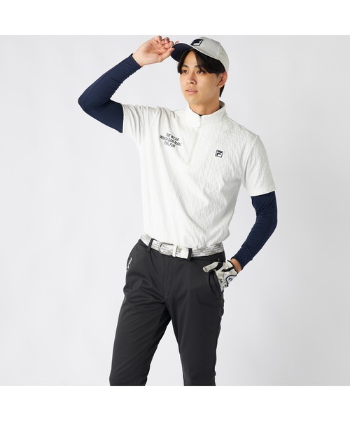 FILA GOLF(フィラゴルフ )の「FILA GOLF フィラゴルフ ゴルフウェア ワンポイント ロゴ 吸汗速乾 UVカット ハーフジップ ハイネック 半袖シャツ インナー セットアイテム(その他トップス・メンズ・ネイビー/ホワイト/ブラック・L/M/3L/LL)」の12枚目の写真