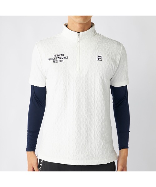 FILA GOLF(フィラゴルフ )の「FILA GOLF フィラゴルフ ゴルフウェア ワンポイント ロゴ 吸汗速乾 UVカット ハーフジップ ハイネック 半袖シャツ インナー セットアイテム(その他トップス・メンズ・ネイビー/ホワイト/ブラック・L/M/3L/LL)」の4枚目の写真