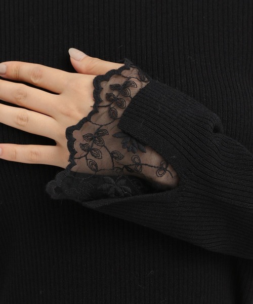 Andemiu（アンデミュウ）の「ソデレースニット603820（ニット/セーター・レディース・アイボリー/ブラック/ブルー/ブラウン/ライトグレー・FREE）」の8枚目の写真