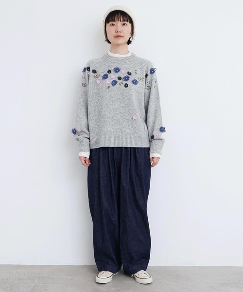 l'atelier du savon(アトリエドサボン)の「くるくるお花の 求心みたいなニットプルオーバー(ニット/セーター・レディース・レッド/チャコールグレー/グレー・FREE)」の20枚目の写真