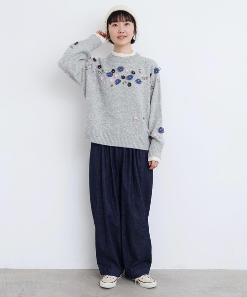 l'atelier du savon(アトリエドサボン)の「くるくるお花の 求心みたいなニットプルオーバー(ニット/セーター・レディース・レッド/チャコールグレー/グレー・FREE)」の16枚目の写真