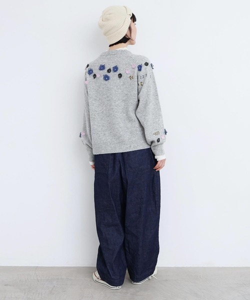 l'atelier du savon(アトリエドサボン)の「くるくるお花の 求心みたいなニットプルオーバー(ニット/セーター・レディース・レッド/チャコールグレー/グレー・FREE)」の17枚目の写真