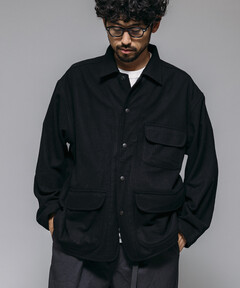 KHOKI / コッキ】No-collar wool gabardine jacket（ノーカラー