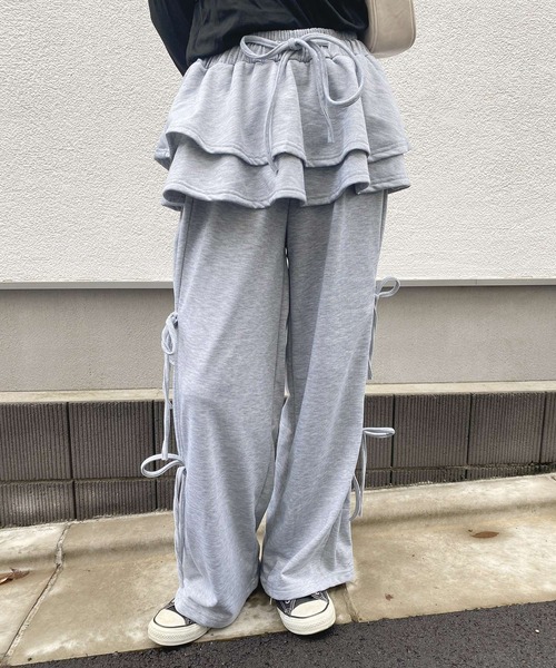 frunco（フランコ）の「スカートレイヤー風スエットパンツ（その他パンツ・レディース・ブラック/グレー/ホワイト/ブラウン・FREE）」の3枚目の写真