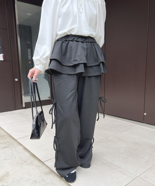 frunco（フランコ）の「スカートレイヤー風スエットパンツ（その他パンツ・レディース・ブラック/グレー/ホワイト/ブラウン・FREE）」の2枚目の写真