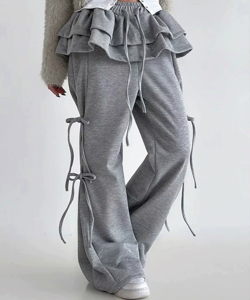 frunco（フランコ）の「スカートレイヤー風スエットパンツ（その他パンツ・レディース・ブラック/グレー/ホワイト/ブラウン・FREE）」の6枚目の写真