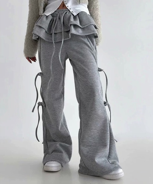 frunco（フランコ）の「スカートレイヤー風スエットパンツ（その他パンツ・レディース・ブラック/グレー/ホワイト/ブラウン・FREE）」の7枚目の写真