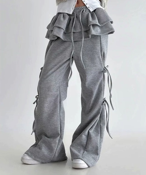 frunco（フランコ）の「スカートレイヤー風スエットパンツ（その他パンツ・レディース・ブラック/グレー/ホワイト/ブラウン・FREE）」の8枚目の写真