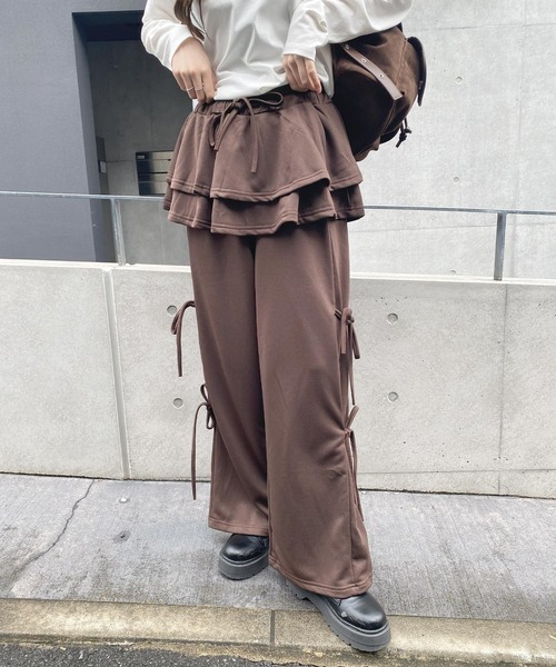 frunco（フランコ）の「スカートレイヤー風スエットパンツ（その他パンツ・レディース・ブラック/グレー/ホワイト/ブラウン・FREE）」の11枚目の写真