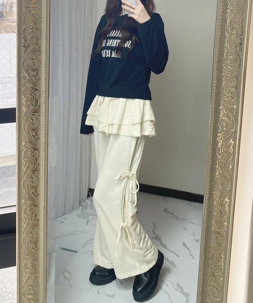 frunco（フランコ）の「スカートレイヤー風スエットパンツ（その他パンツ・レディース・ブラック/グレー/ホワイト/ブラウン・FREE）」の12枚目の写真