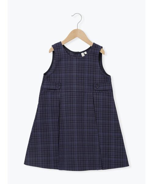 Samansa Mos2 Lagom(サマンサモスモスラーゴム)の「チェック柄ジャンバースカート(スカート・キッズ・ブラウン/ネイビー・小(S)/中(M)/大(L)/特(XL))」の8枚目の写真