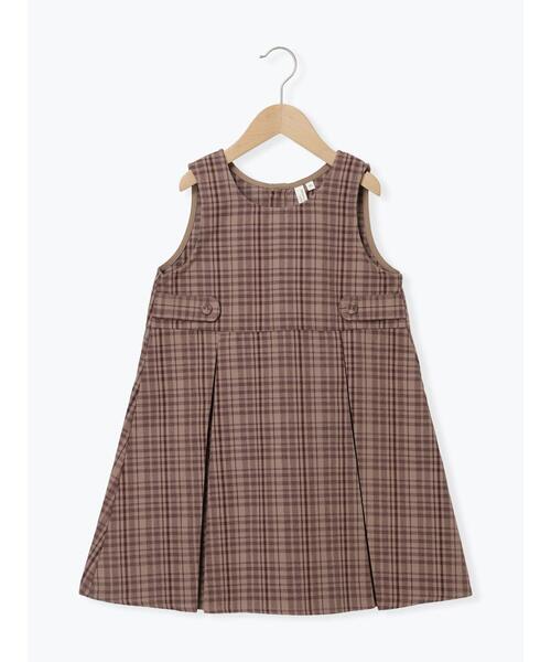 Samansa Mos2 Lagom(サマンサモスモスラーゴム)の「チェック柄ジャンバースカート(スカート・キッズ・ブラウン/ネイビー・小(S)/中(M)/大(L)/特(XL))」の9枚目の写真