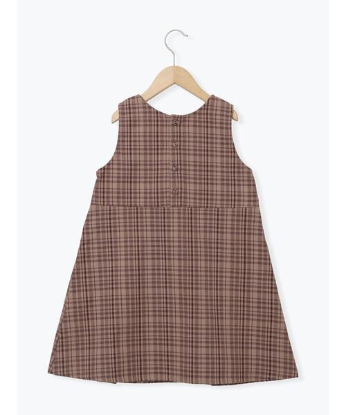 Samansa Mos2 Lagom(サマンサモスモスラーゴム)の「チェック柄ジャンバースカート(スカート・キッズ・ブラウン/ネイビー・小(S)/中(M)/大(L)/特(XL))」の10枚目の写真