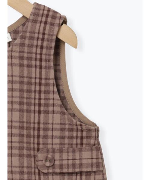 Samansa Mos2 Lagom(サマンサモスモスラーゴム)の「チェック柄ジャンバースカート(スカート・キッズ・ブラウン/ネイビー・小(S)/中(M)/大(L)/特(XL))」の12枚目の写真