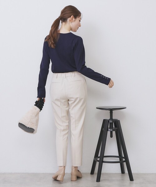 セール】ゴールドボタンVネックニット【洗濯機OK】《6col》（ニット