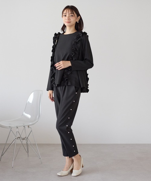 Neige（ネージュ）の「サイドパールテーパードパンツ（スラックス・レディース・ネイビー/ブラック・ONESIZE）」の10枚目の写真