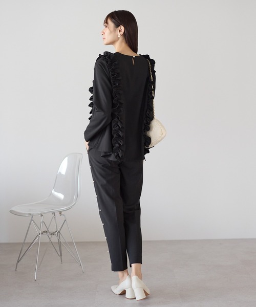 Neige（ネージュ）の「サイドパールテーパードパンツ（スラックス・レディース・ネイビー/ブラック・ONESIZE）」の9枚目の写真