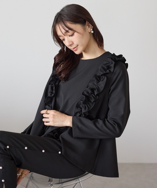 Neige（ネージュ）の「サイドパールテーパードパンツ（スラックス・レディース・ネイビー/ブラック・ONESIZE）」の8枚目の写真