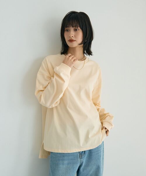 YECCA VECCA(イェッカヴェッカ)の「コットンルーズプルオーバー(Tシャツ/カットソー・レディース・オフホワイト/ブラック/ブラウン/ライトイエロー・FREE)」の6枚目の写真
