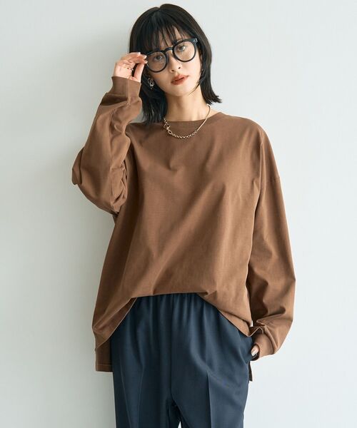 YECCA VECCA(イェッカヴェッカ)の「コットンルーズプルオーバー(Tシャツ/カットソー・レディース・オフホワイト/ブラック/ブラウン/ライトイエロー・FREE)」の20枚目の写真