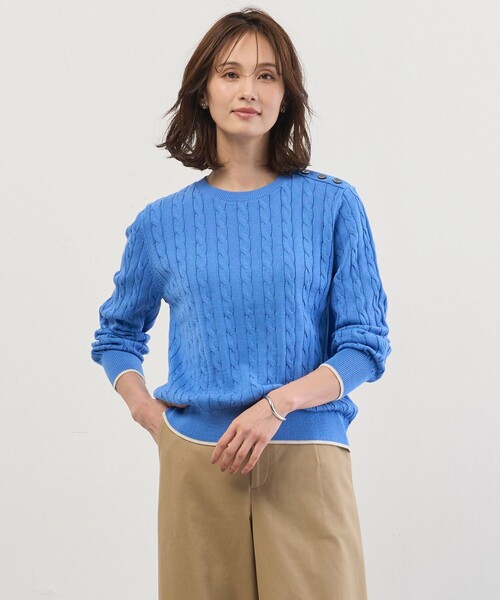 J.PRESS Ladies(J.プレス レディス)の「CABLE ニット(ニット/セーター・レディース・ライトグリーン系/オレンジ系/ピンク系/ブルー系/ベージュ系・SMALL)」の3枚目の写真