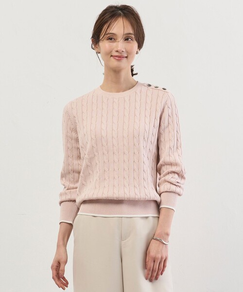 J.PRESS Ladies(J.プレス レディス)の「CABLE ニット(ニット/セーター・レディース・ライトグリーン系/オレンジ系/ピンク系/ブルー系/ベージュ系・SMALL)」の4枚目の写真