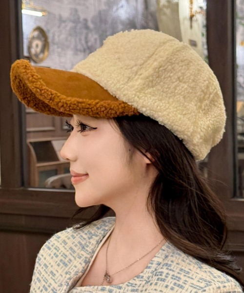 VIBGYOR（ヴィブジョー）の「pur chouchou/もこもこ ボア キャップ P4514（キャップ・レディース・ブラック/ブラウン/グレー・FREE）」の5枚目の写真