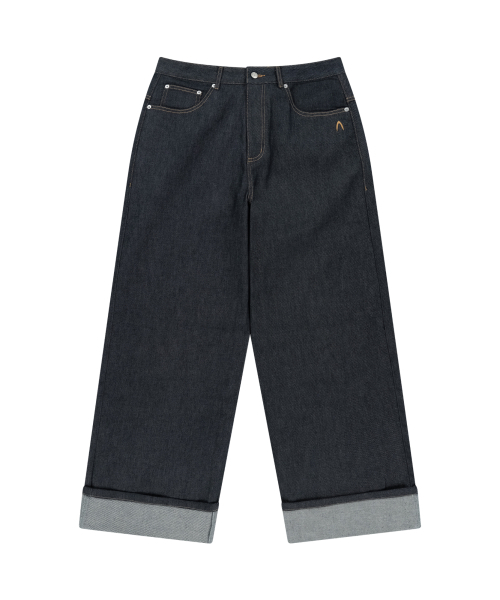 シンチバックデニムパンツ（ダークブルー）（デニムパンツ）｜AAKAM