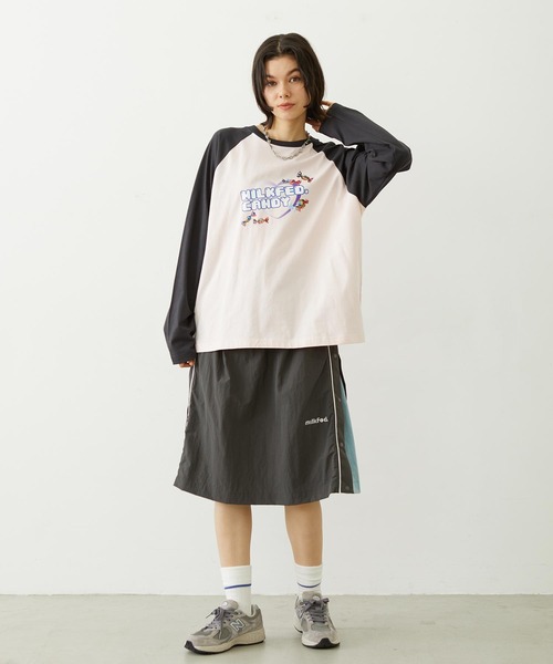 MILKFED.（ミルクフェド）の「CUTOUT LOGO TRACK SKIRT（スカート・レディース・ライトピンク/ブラック/チャコール・M/S）」の9枚目の写真