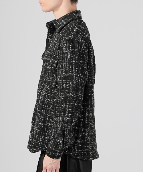 LUXSTYLE（ラグスタイル）の「ツイードシャツジャケット（その他アウター・メンズ・ホワイト/ブラック・L/M）」の7枚目の写真
