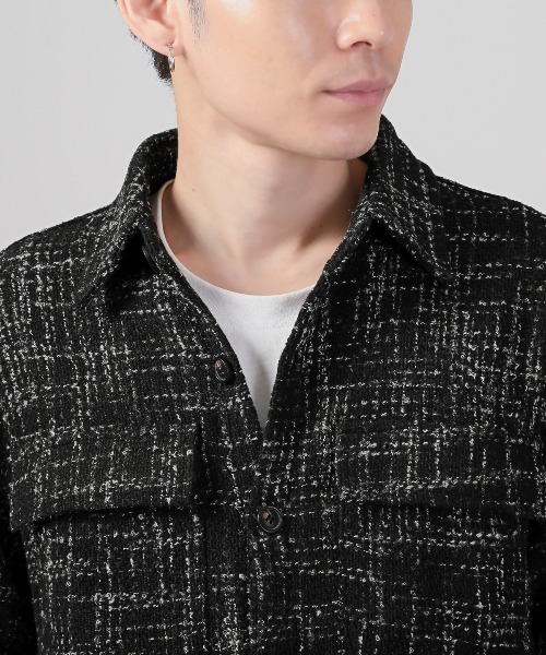 LUXSTYLE（ラグスタイル）の「ツイードシャツジャケット（その他アウター・メンズ・ホワイト/ブラック・L/M）」の9枚目の写真