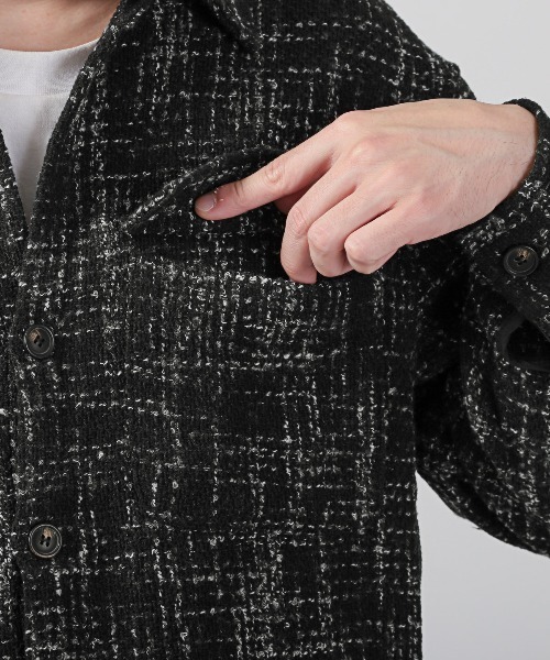 LUXSTYLE（ラグスタイル）の「ツイードシャツジャケット（その他アウター・メンズ・ホワイト/ブラック・L/M）」の10枚目の写真