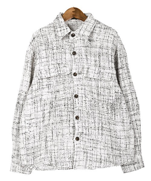 LUXSTYLE（ラグスタイル）の「ツイードシャツジャケット（その他アウター・メンズ・ホワイト/ブラック・L/M）」の12枚目の写真