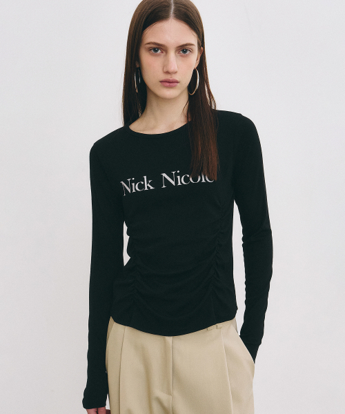 NICK&NICOLE(ニックアンドニコール)の「NICOLE PINTUCK SHIRRING TOP_BLACK(Tシャツ/カットソー・レディース・その他・FREE)」の1枚目の写真
