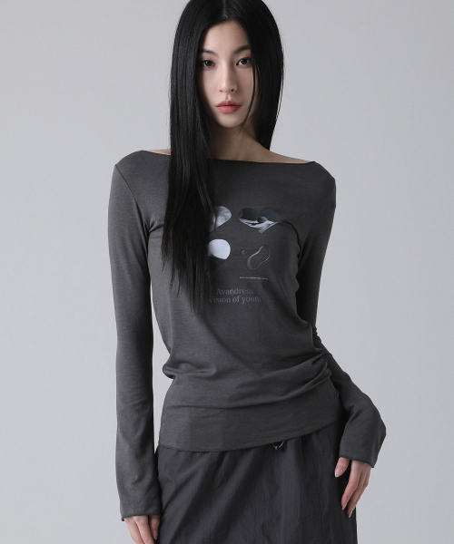 AVANDRESS(アバンドレス )の「Natalie Long Sleeve - 6COL(Tシャツ/カットソー・レディース・カーキ/チャコール/モカ/PINK/ホワイト・FREE)」の6枚目の写真
