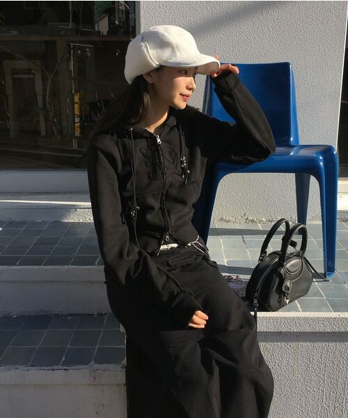 セール】Layered Zip Hoodie (FL-150_Charcoal)（パーカー）｜FLAREUP