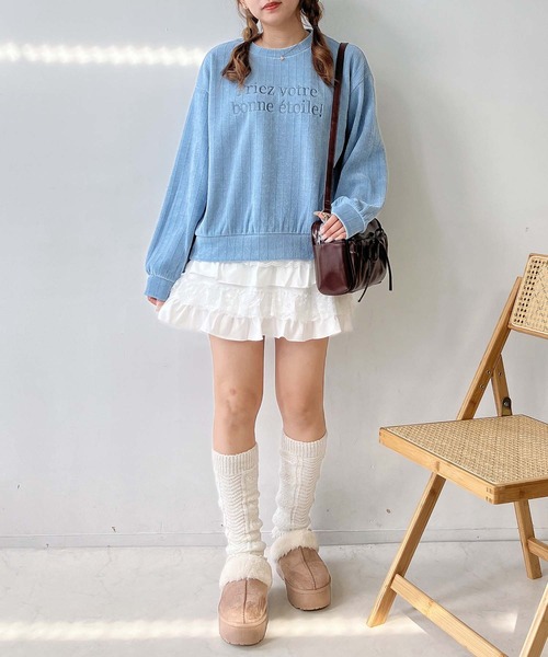 AS KNOW AS plus（アズノゥアズプラス）の「♪ロゴ刺繍 キラキララメ モールプルオーバー（スウェット・レディース・サックスブルー/チャコールグレー/ブラウン・FREE）」の15枚目の写真