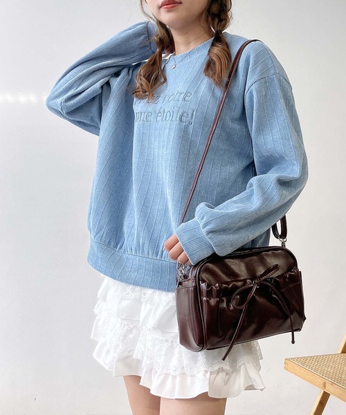 AS KNOW AS plus（アズノゥアズプラス）の「♪ロゴ刺繍 キラキララメ モールプルオーバー（スウェット・レディース・サックスブルー/チャコールグレー/ブラウン・FREE）」の13枚目の写真