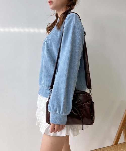 AS KNOW AS plus（アズノゥアズプラス）の「♪ロゴ刺繍 キラキララメ モールプルオーバー（スウェット・レディース・サックスブルー/チャコールグレー/ブラウン・FREE）」の14枚目の写真