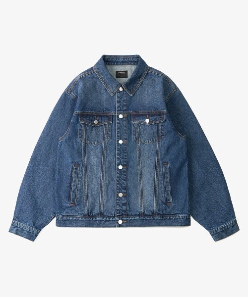 TOFFEE(トフィー)の「ウォッシュドデニムトラッカージャケット (MID BLUE)(デニムジャケット・メンズ・その他・MEDIUM/LARGE/X-LARGE)」の2枚目の写真