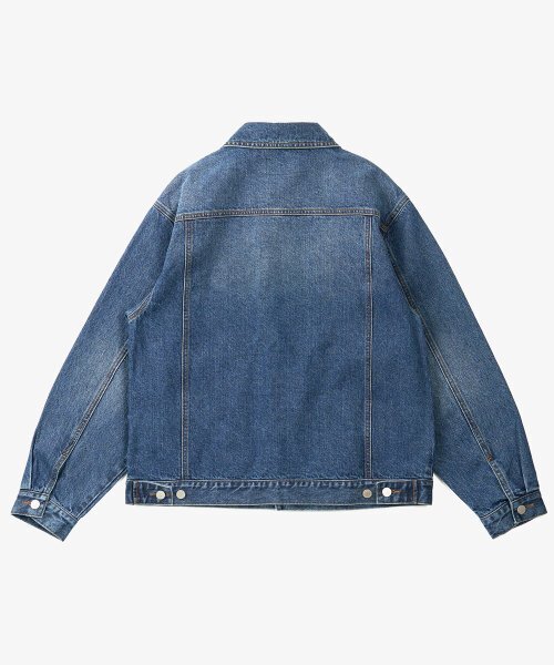 TOFFEE(トフィー)の「ウォッシュドデニムトラッカージャケット (MID BLUE)(デニムジャケット・メンズ・その他・MEDIUM/LARGE/X-LARGE)」の3枚目の写真