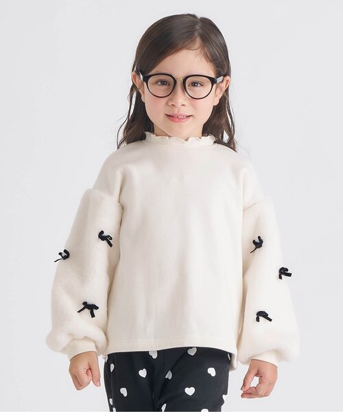 apres les cours(アプレレクール)の「【WEB限定】裏シャギーファーリボントレーナー_ジュニア対応(スウェット・キッズ・ラベンダー/ミント/アイボリー/グレー・80/90/100/110/120/130/140)」の1枚目の写真