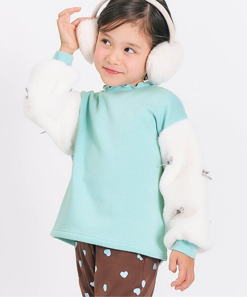 apres les cours(アプレレクール)の「【WEB限定】裏シャギーファーリボントレーナー_ジュニア対応(スウェット・キッズ・ラベンダー/ミント/アイボリー/グレー・80/90/100/110/120/130/140)」の3枚目の写真